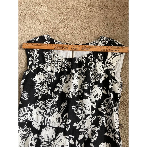 Lands' End Women's Black & White Floral  Sleeveless Dress, Size 10 - Picture 5 of 11